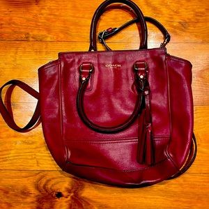 Coach red leather handbag